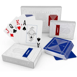 SLOWPLAY Cartes de Poker en Plastique, Double Paquet Bleu et Rouge, Index Jumbo, imperméable et Lavable, Jeu de Cartes de Poker Professionnelles, Cartes à Jouer de Texas Holdem Poker